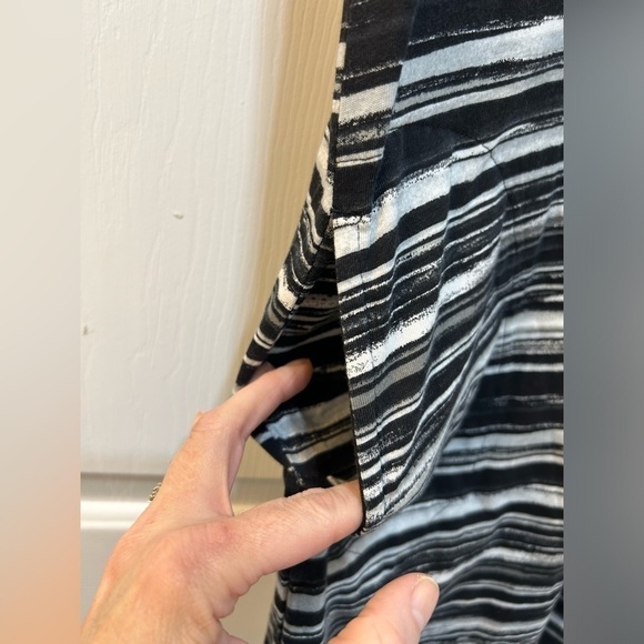 Lands' End Women's Cotton Jersey Dress Sleeveless With Pockets Black White Sz M - Picture 4 of 8